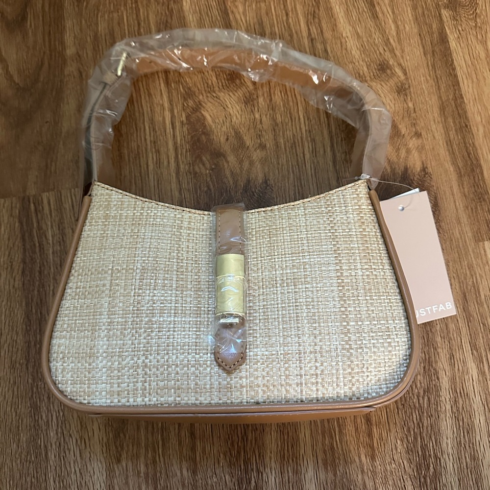 Cream and Tan Women's Bag